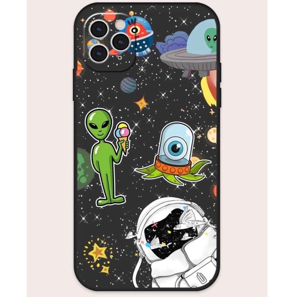 Black Graphic Print Alien Phone Case - Picture 3 of 3